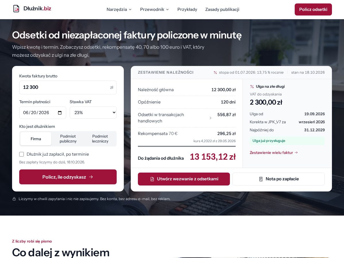 Landing-page snapshot of dluznik.biz