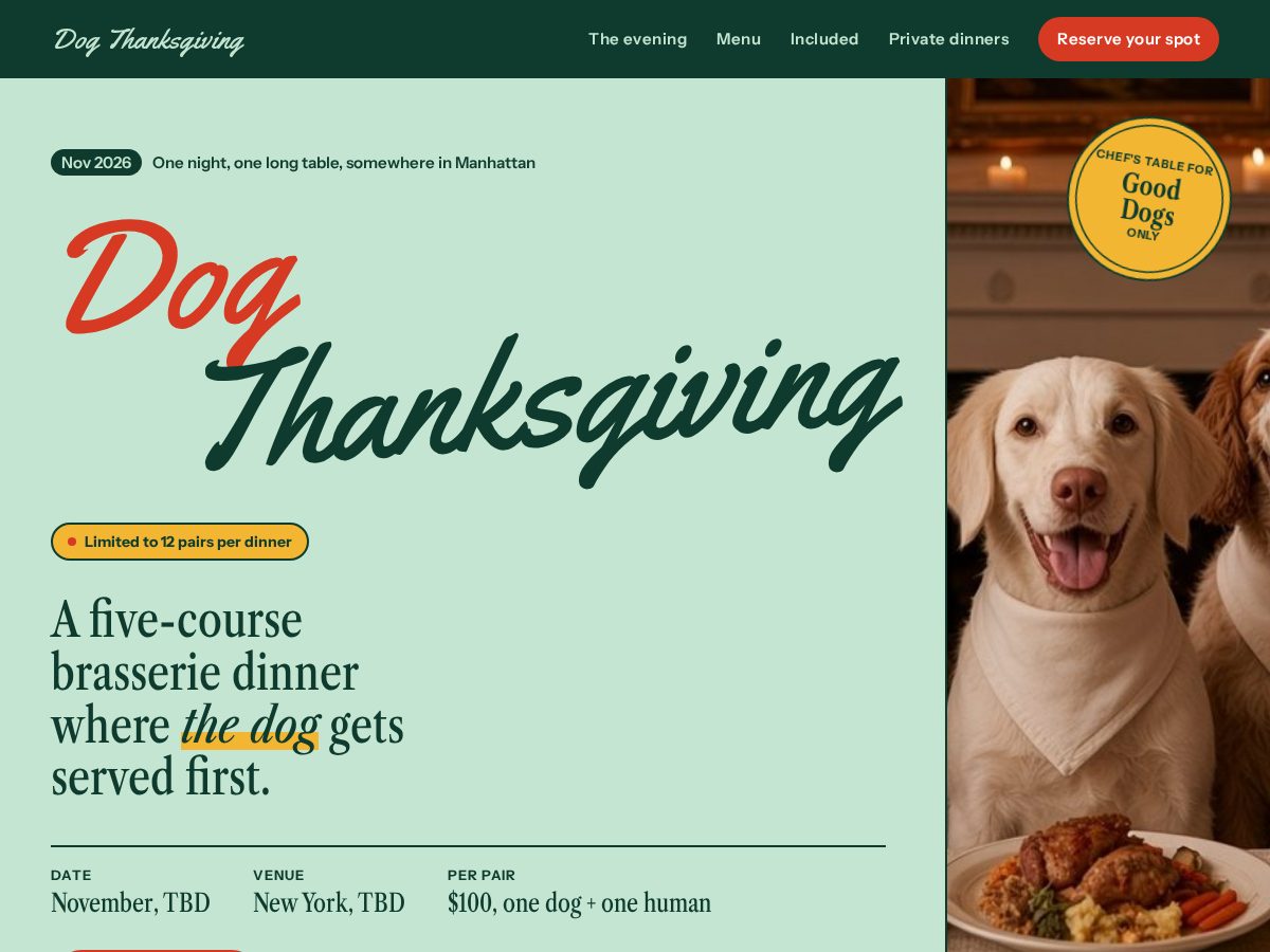 Landing-page snapshot of dogthanksgiving.com