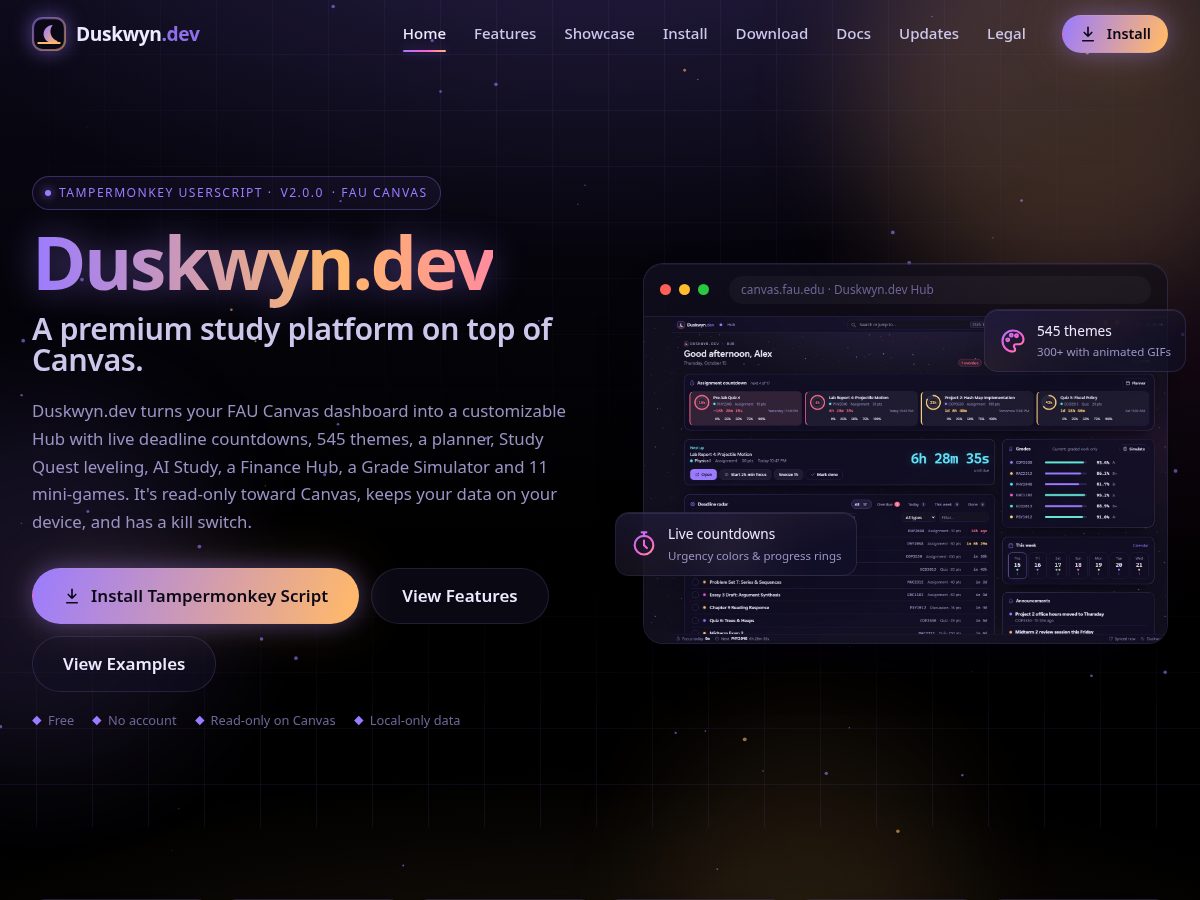 Landing-page snapshot of duskwyn.dev