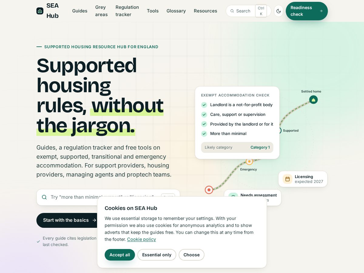 Landing-page snapshot of exemptaccommodation.com