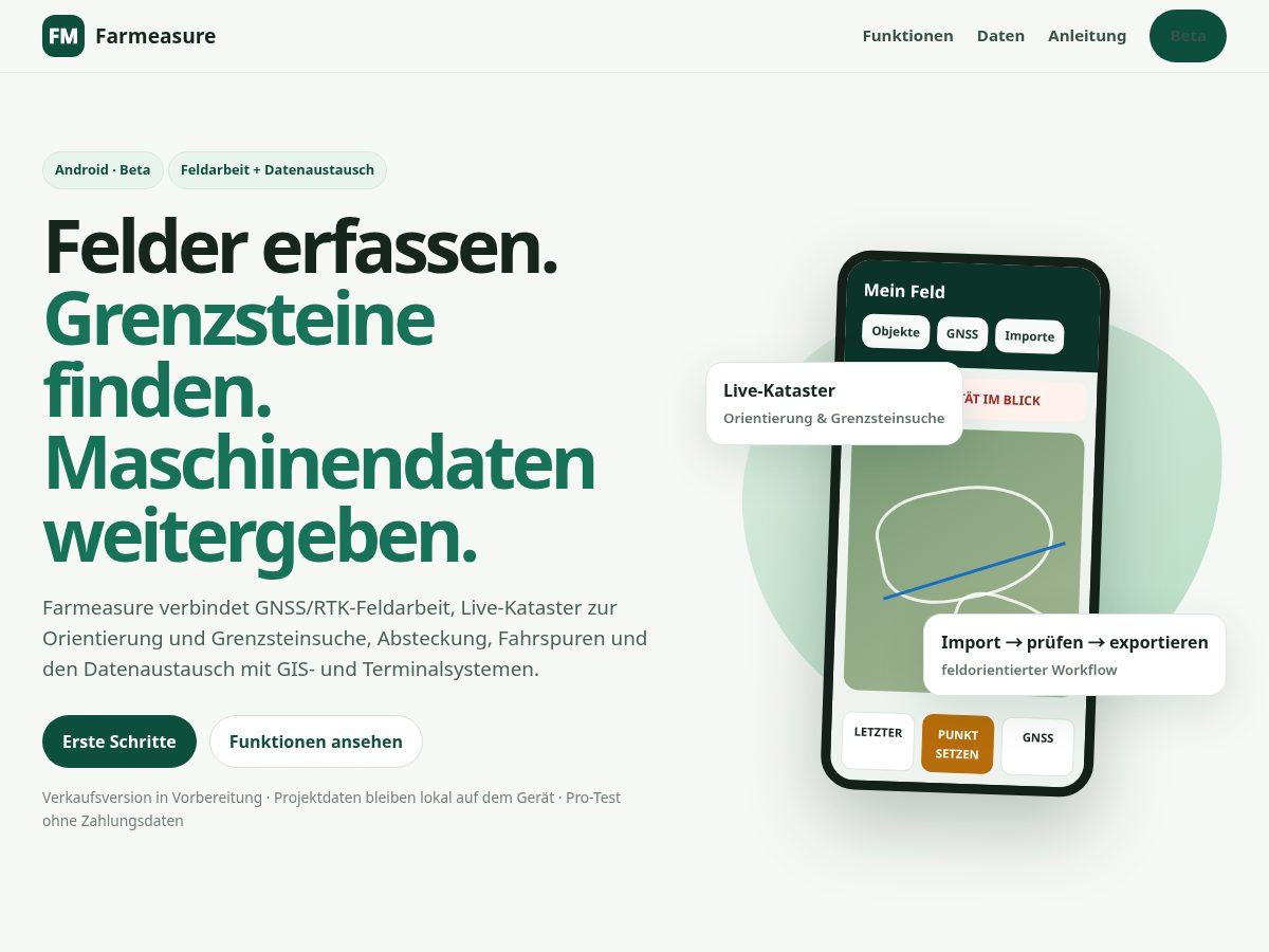 Landing-page snapshot of farmeasure.app