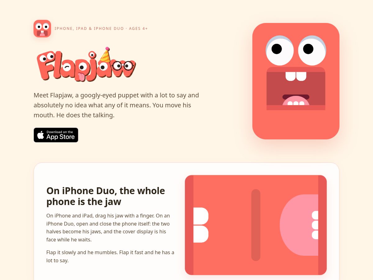 Landing-page snapshot of flapjaw.app