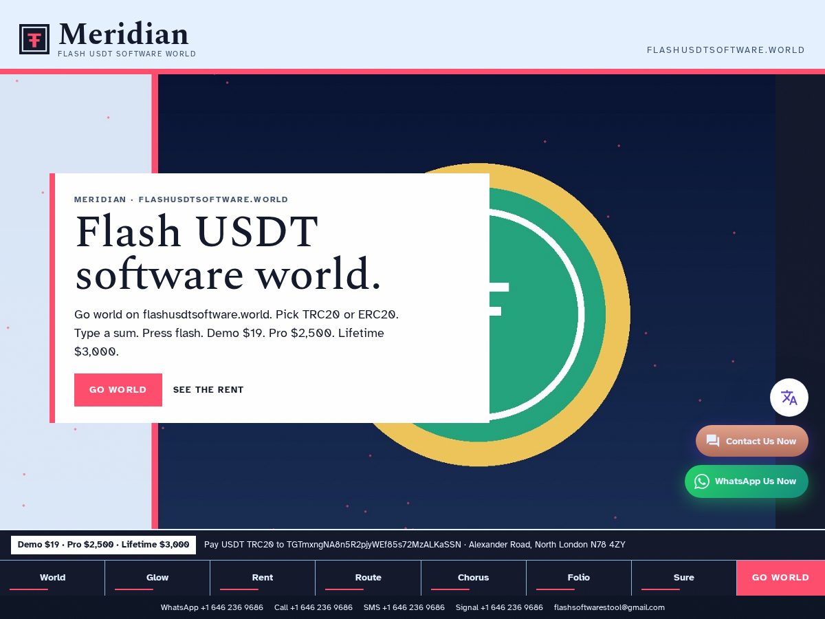 Landing-page snapshot of flashusdtsoftware.world