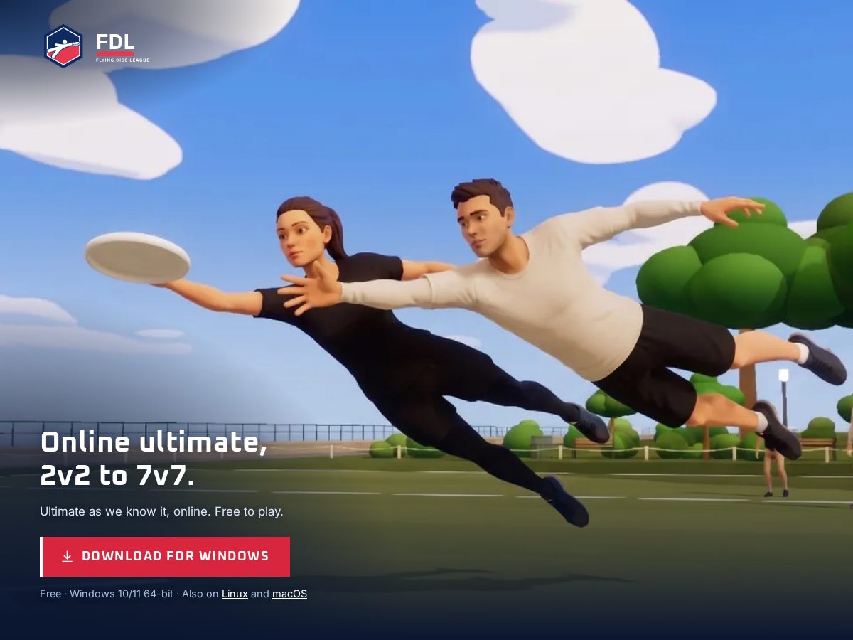 Landing-page snapshot of flyingdiscleague.com