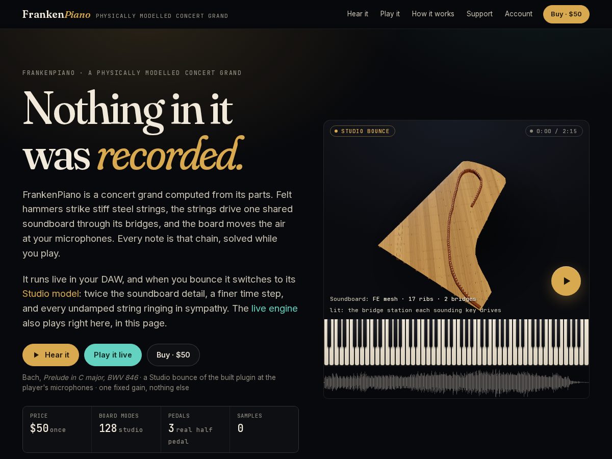 Landing-page snapshot of frankenpiano.com