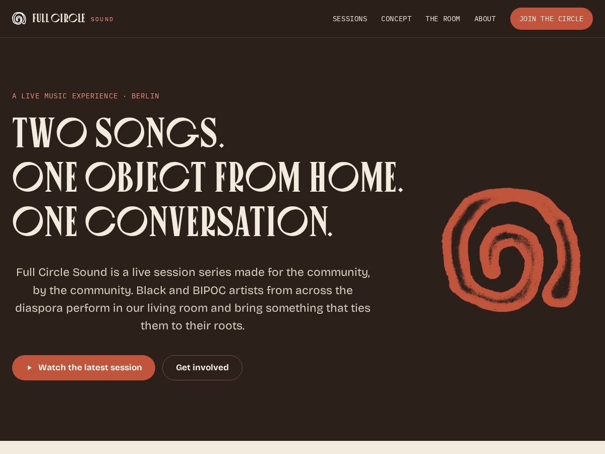 Landing-page snapshot of fullcirclesound.live