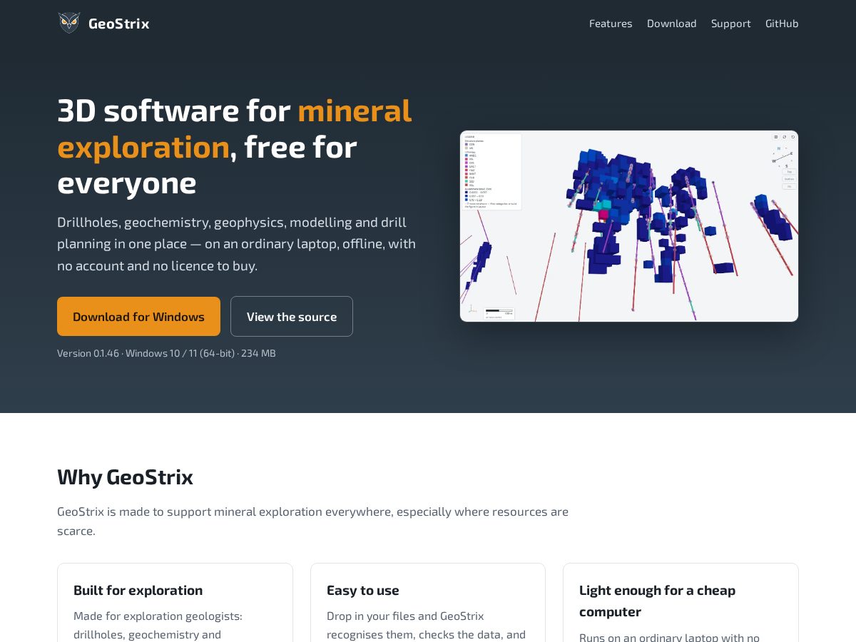 Landing-page snapshot of geostrix.com