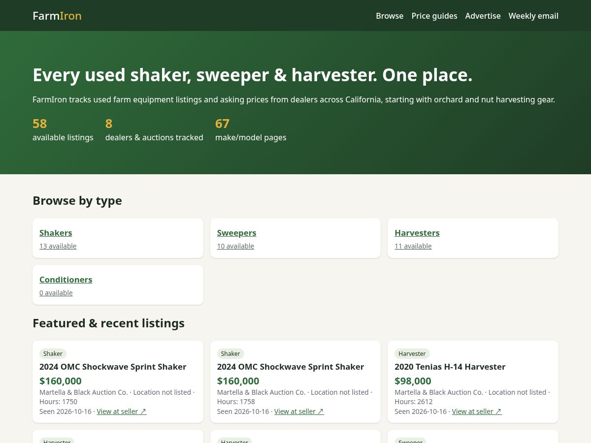 Landing-page snapshot of getfarmiron.com