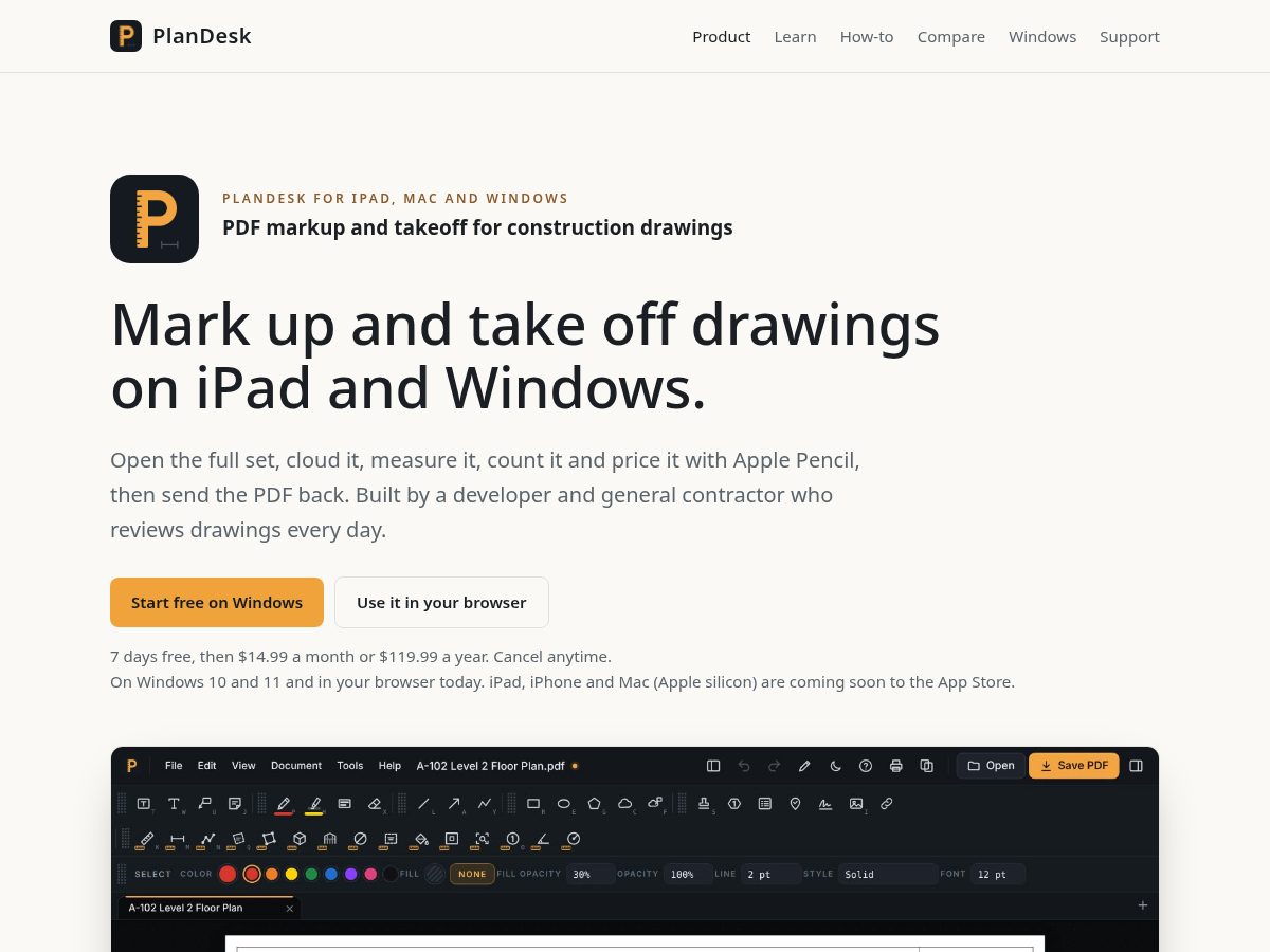 Landing-page snapshot of getplandesk.com