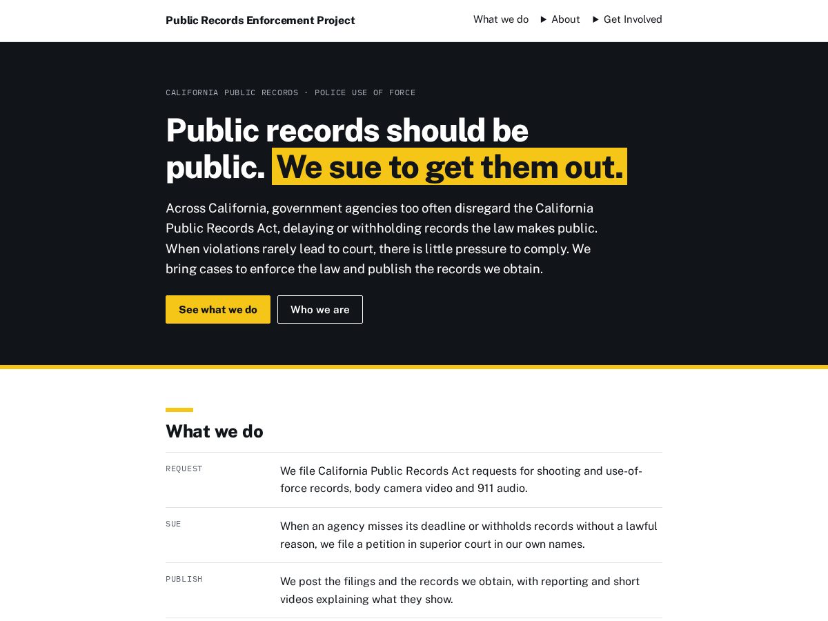 Landing-page snapshot of gettherecords.org