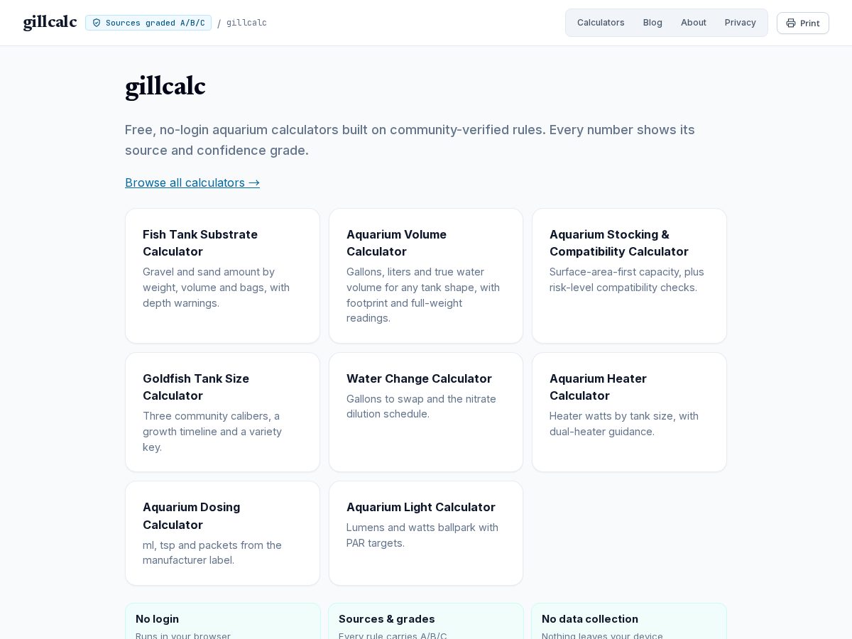 Landing-page snapshot of gillcalc.com