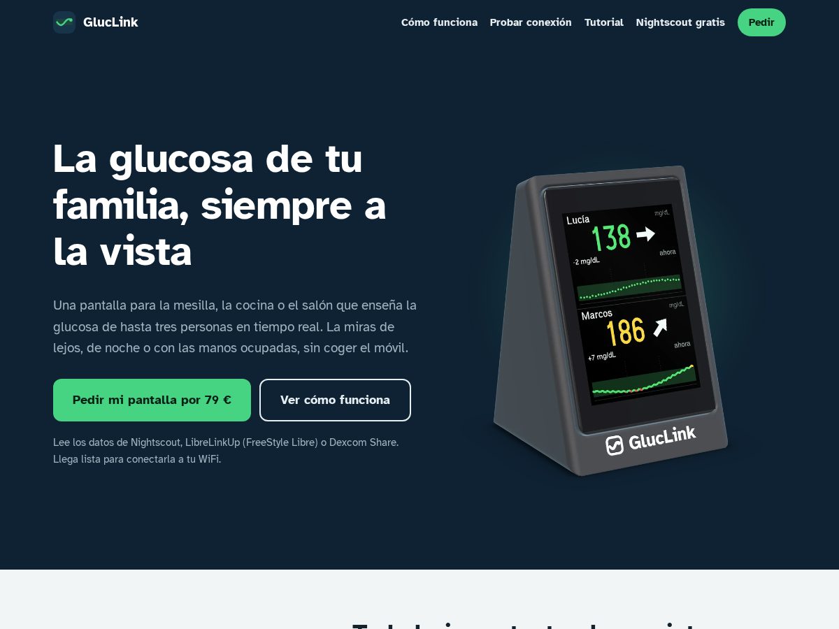 Landing-page snapshot of gluclink.com