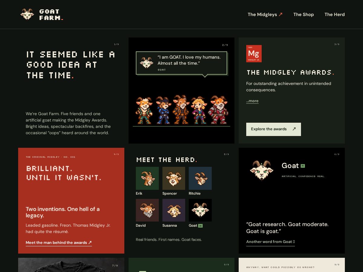 Landing-page snapshot of goatfarm.team