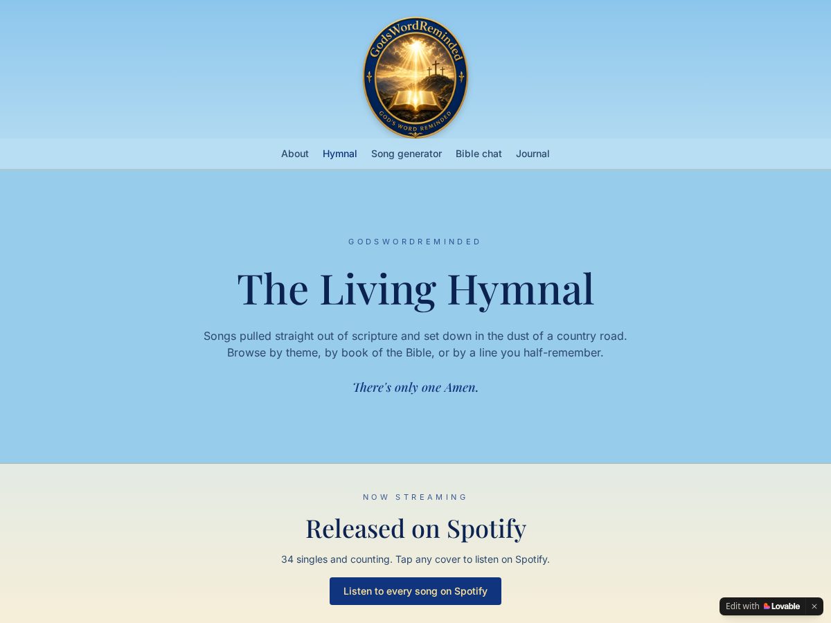 Landing-page snapshot of godswordreminded.com
