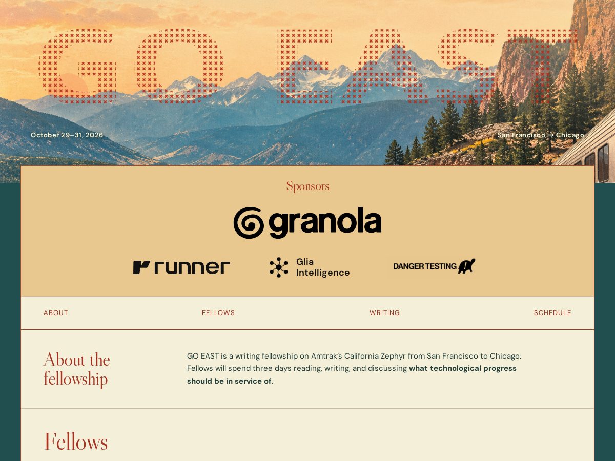Landing-page snapshot of goeastfellowship.com