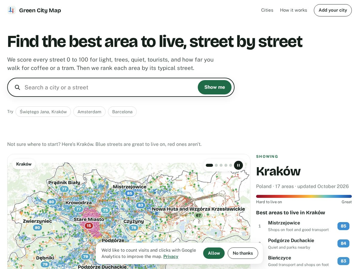 Landing-page snapshot of greencitymap.city