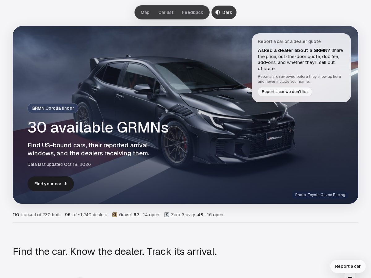 Landing-page snapshot of grmnfinder.com