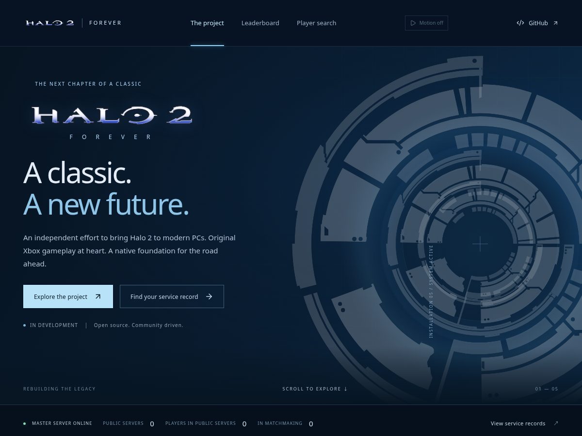 Landing-page snapshot of halo2forever.net
