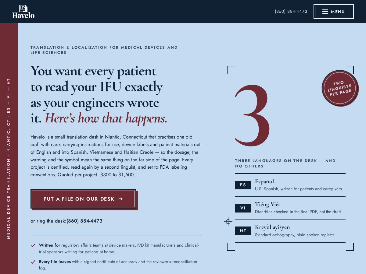 Landing-page snapshot of havelogroup.com