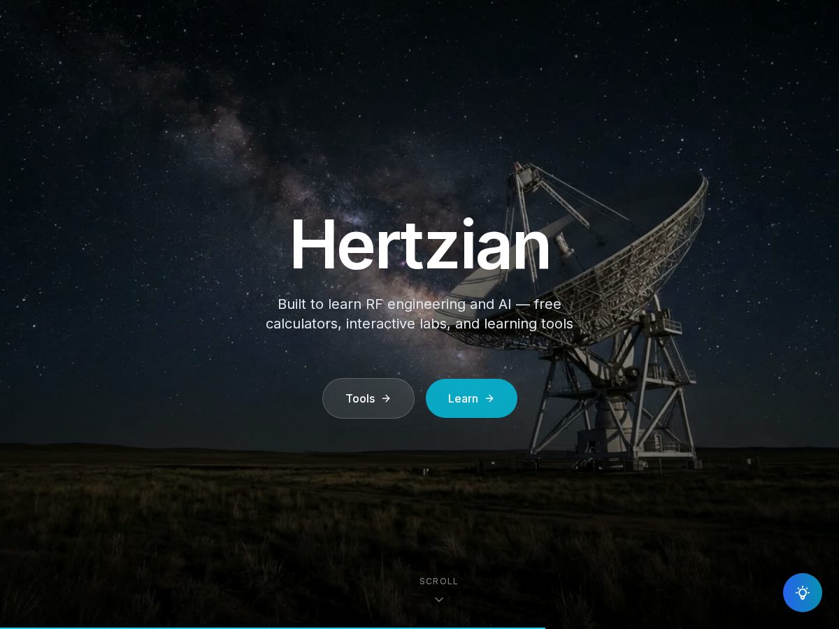 Landing-page snapshot of hertzian.app