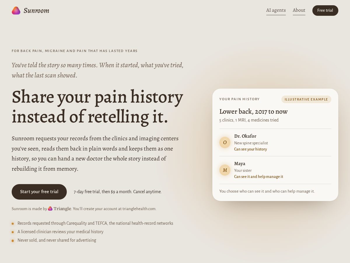 Landing-page snapshot of heysunroom.com