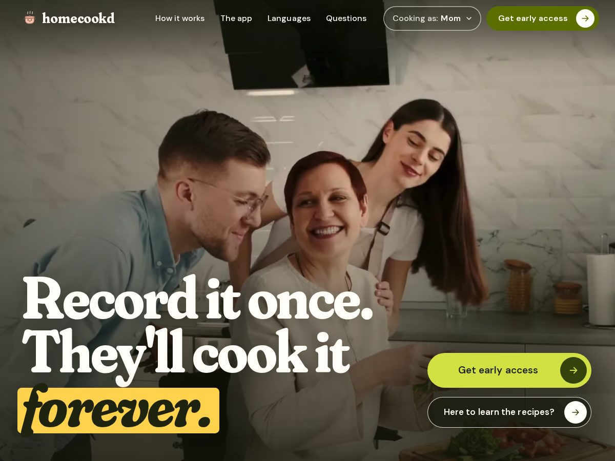 Landing-page snapshot of homecookd.app