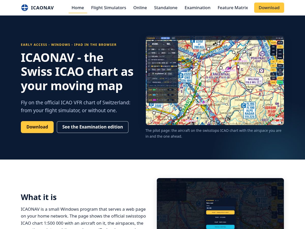 Landing-page snapshot of icaonav.com