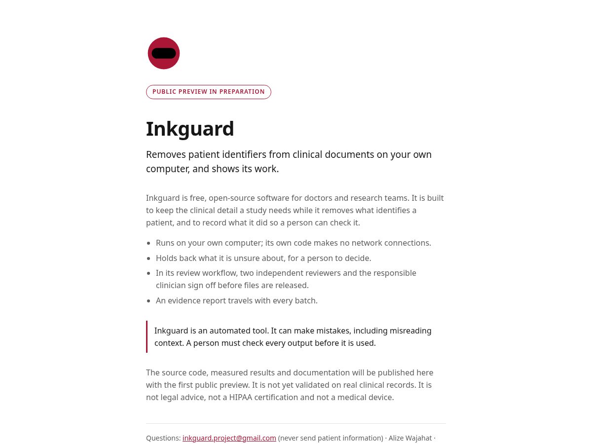 Landing-page snapshot of inkguard.org