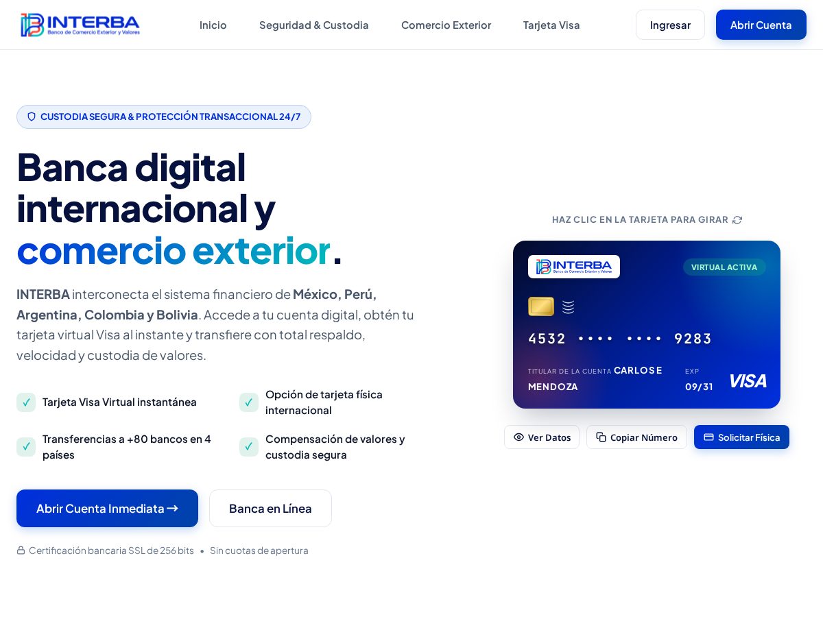 Landing-page snapshot of interba.online