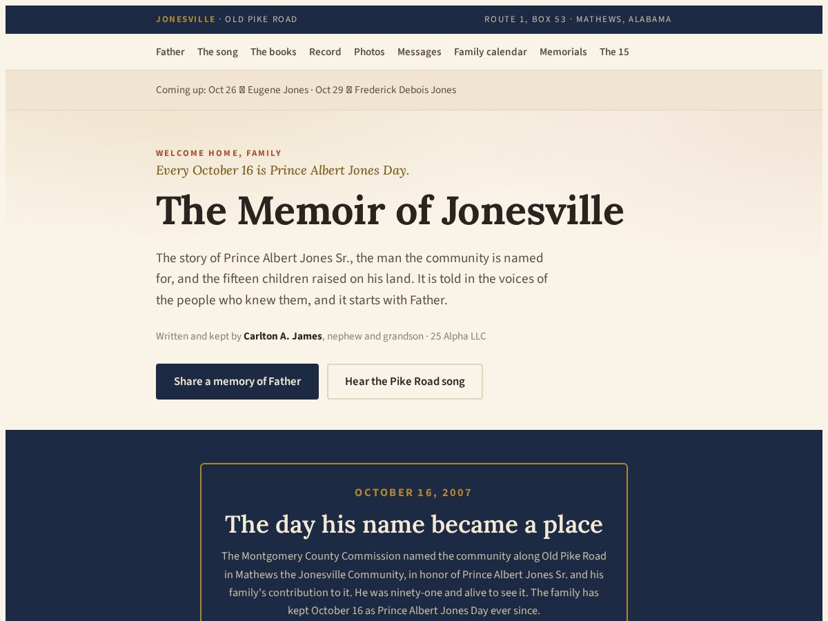Landing-page snapshot of jonesvillealabama.com