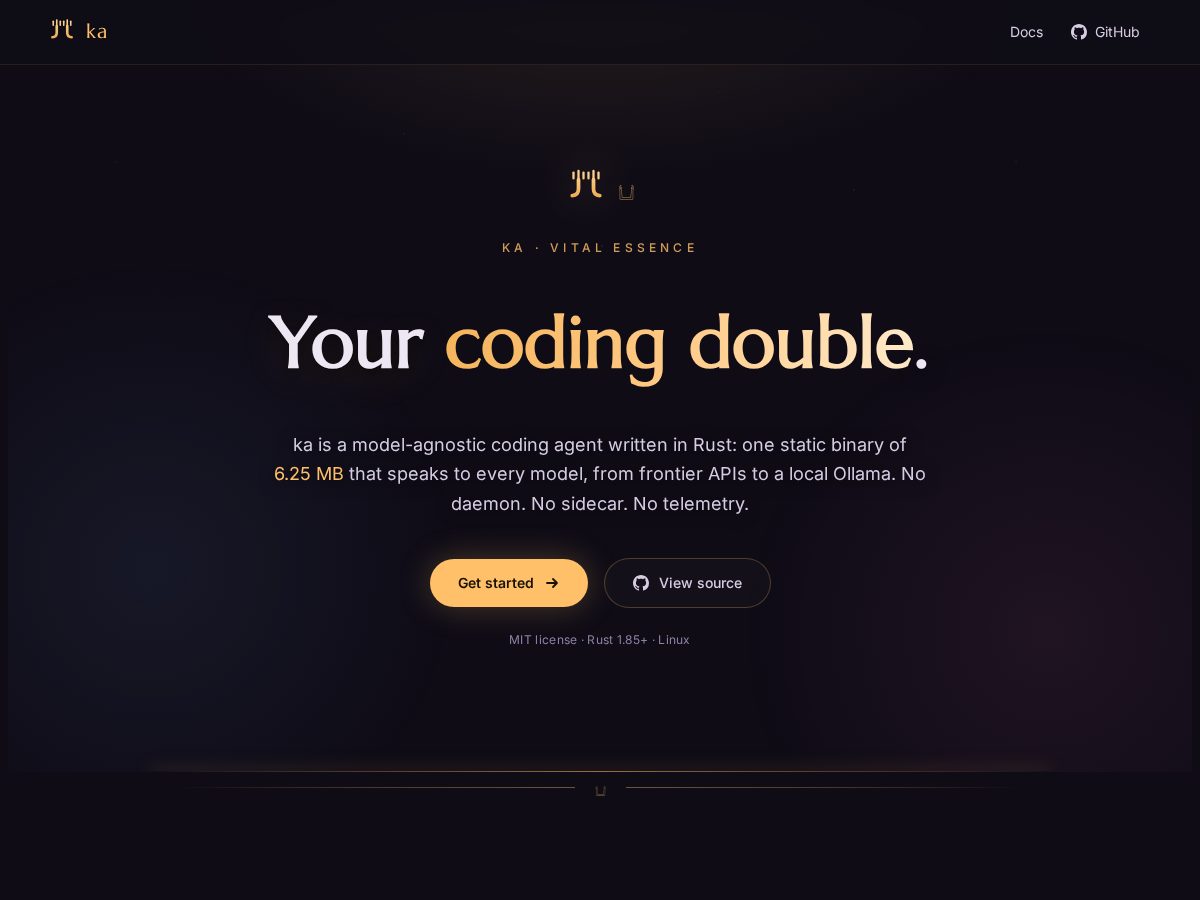 Landing-page snapshot of ka-harness.dev