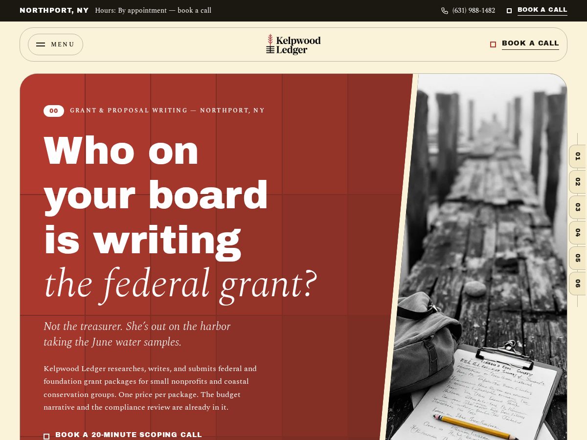 Landing-page snapshot of kelpwoodledger.com