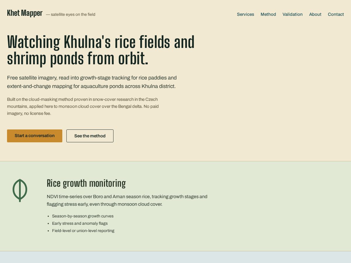 Landing-page snapshot of khetmapper.tech