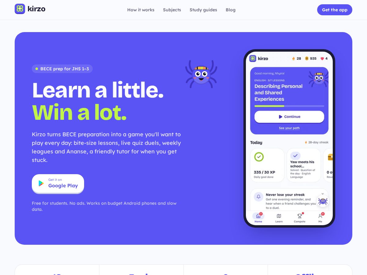 Landing-page snapshot of kirzo.app
