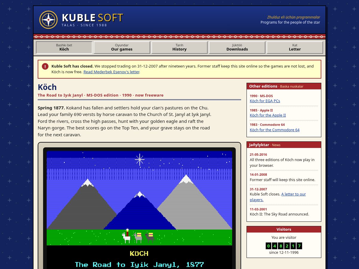 Landing-page snapshot of kublesoft.net
