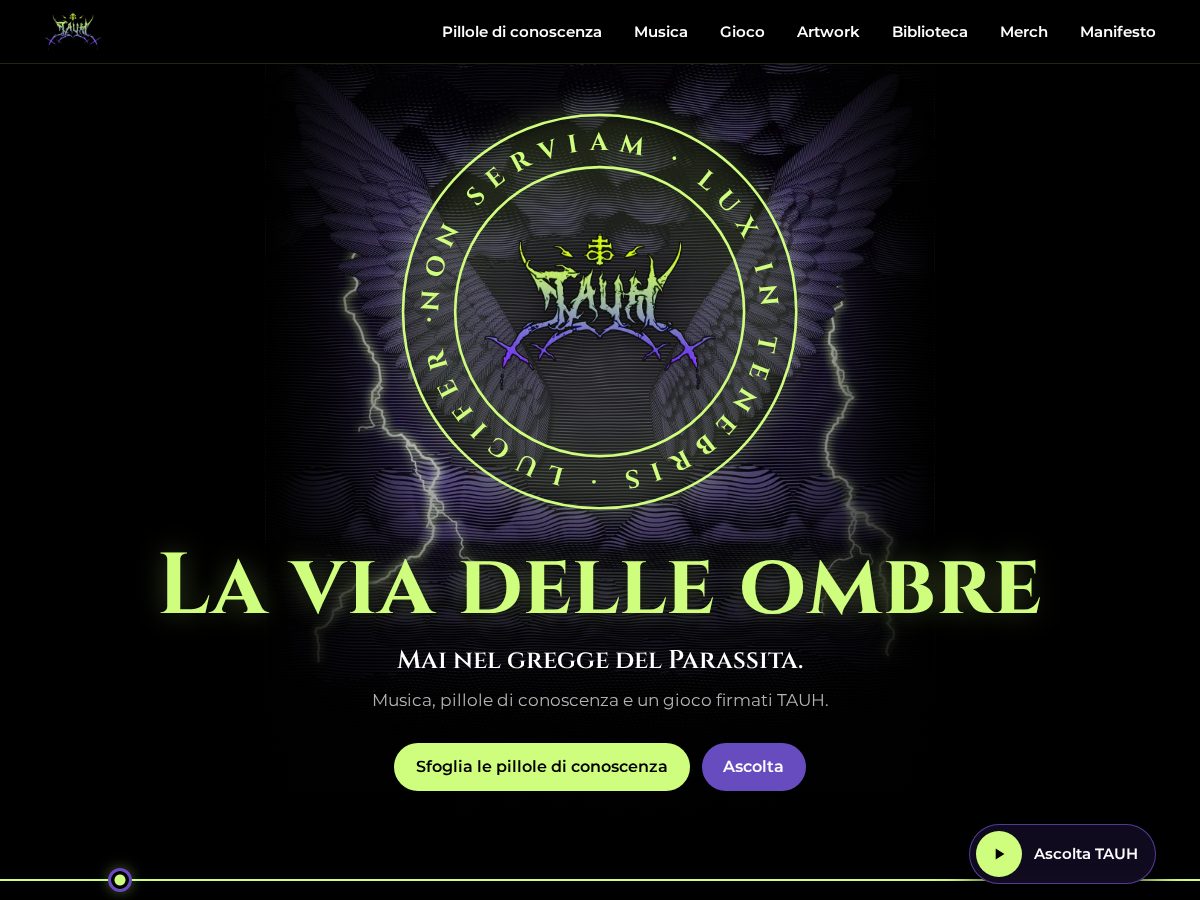 Landing-page snapshot of laviadelleombre.com