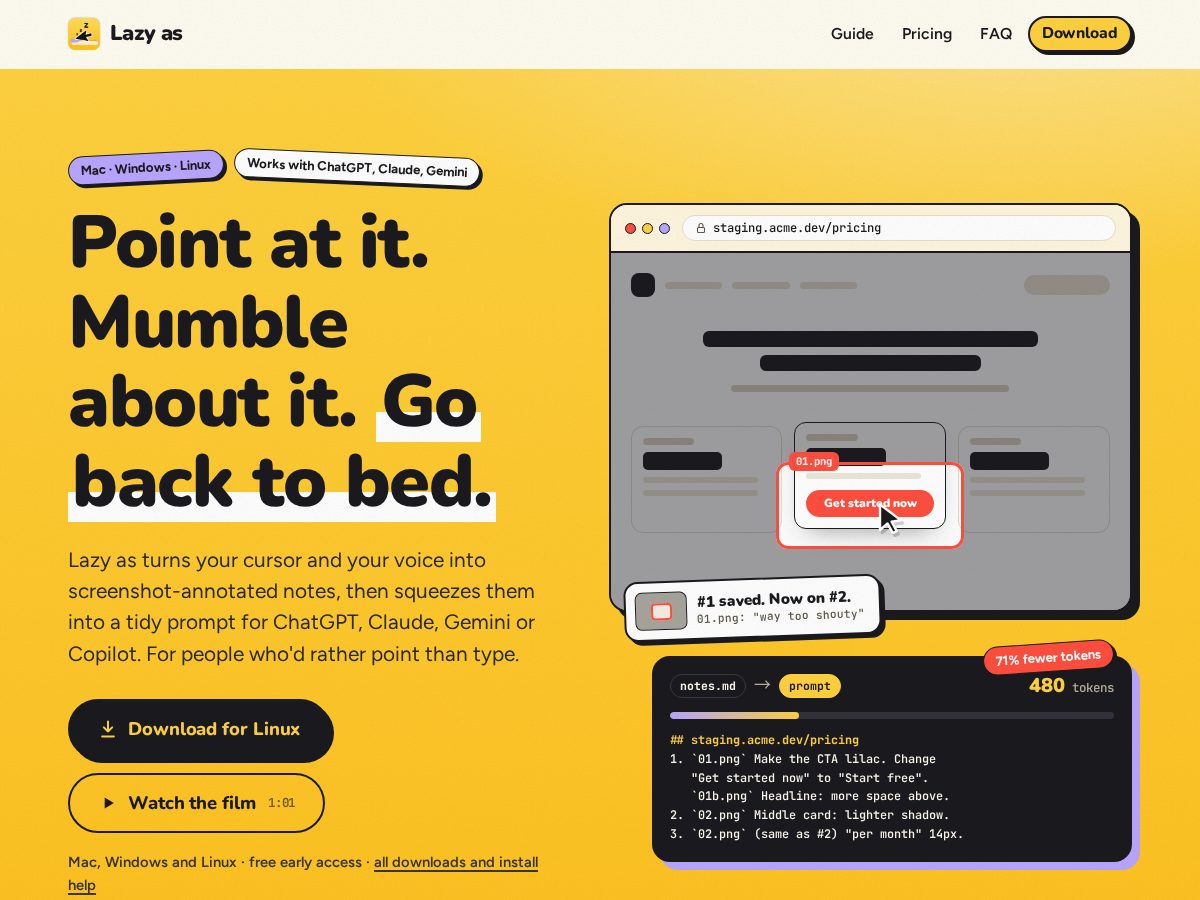 Landing-page snapshot of lazyas.com