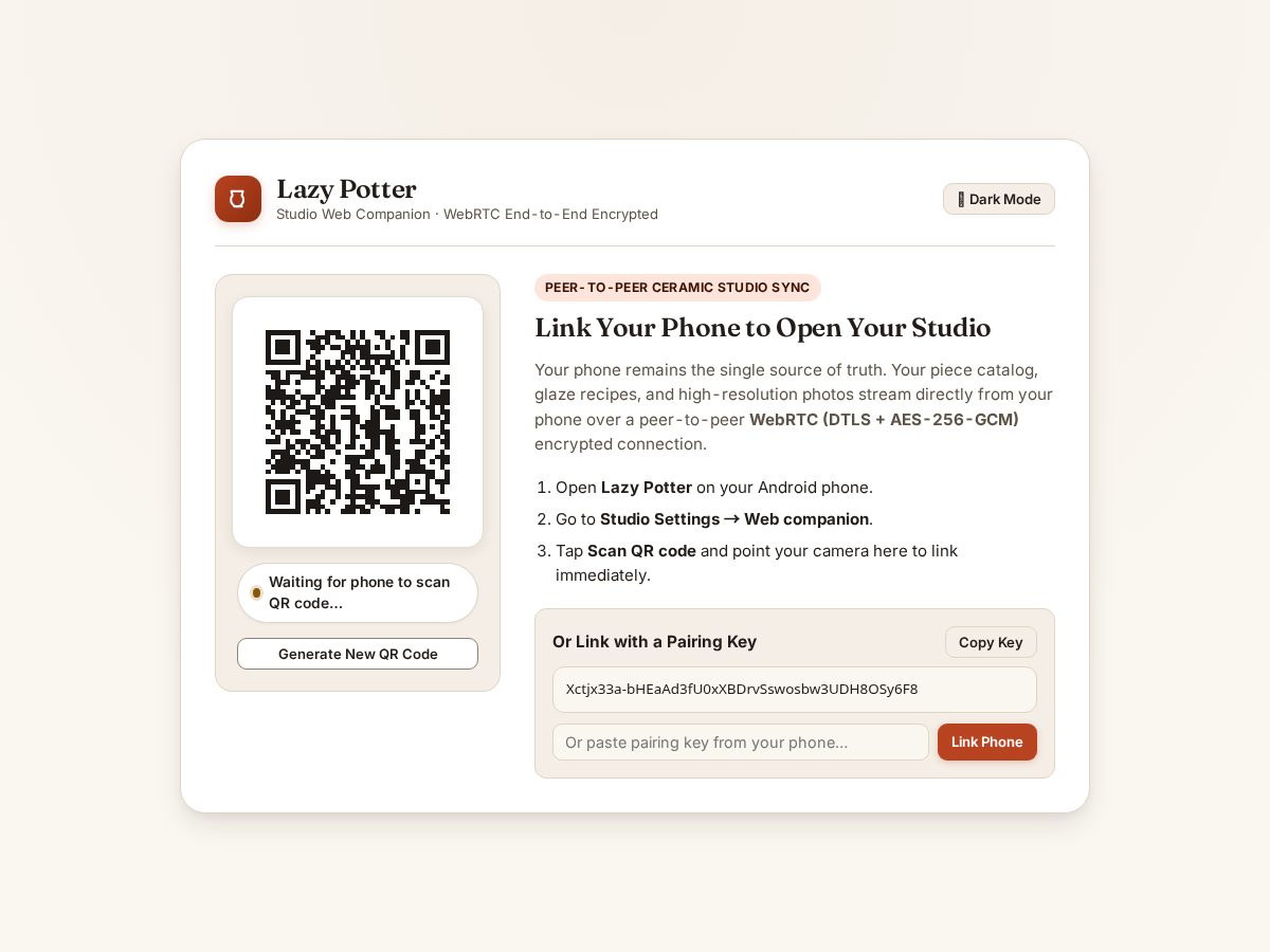 Landing-page snapshot of lazypottery.app