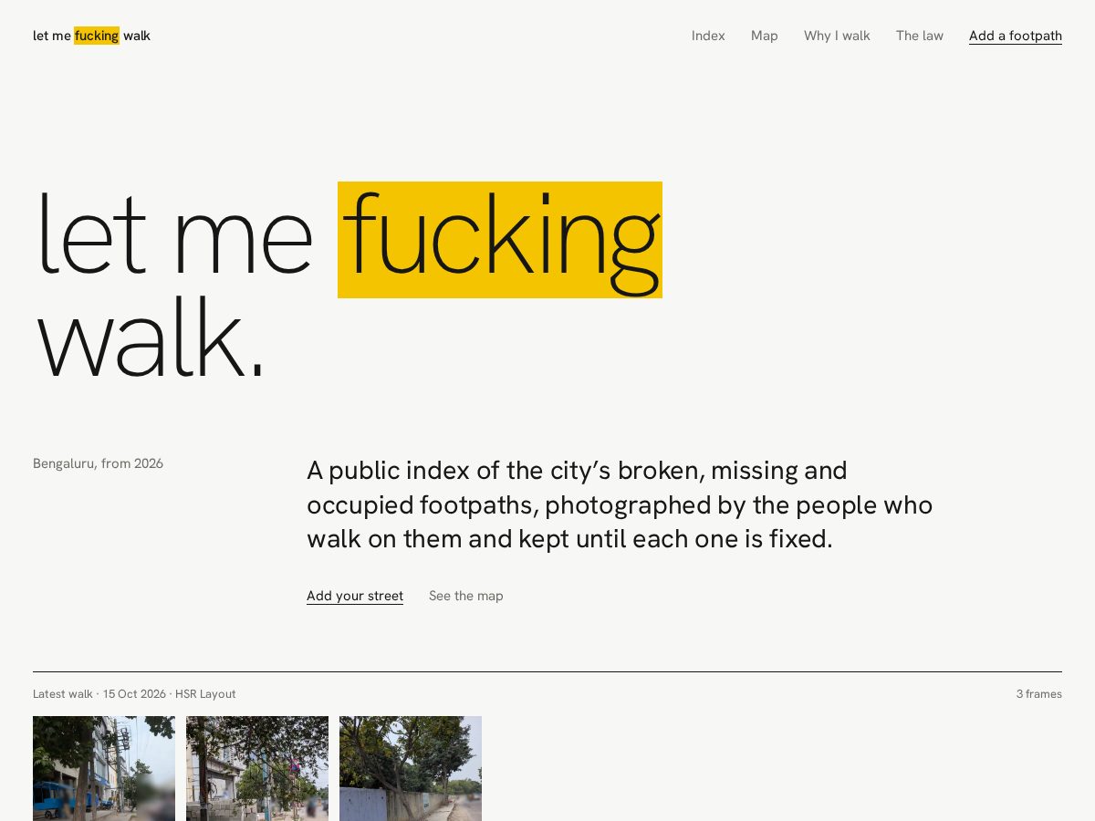 Landing-page snapshot of letmefuckingwalk.com