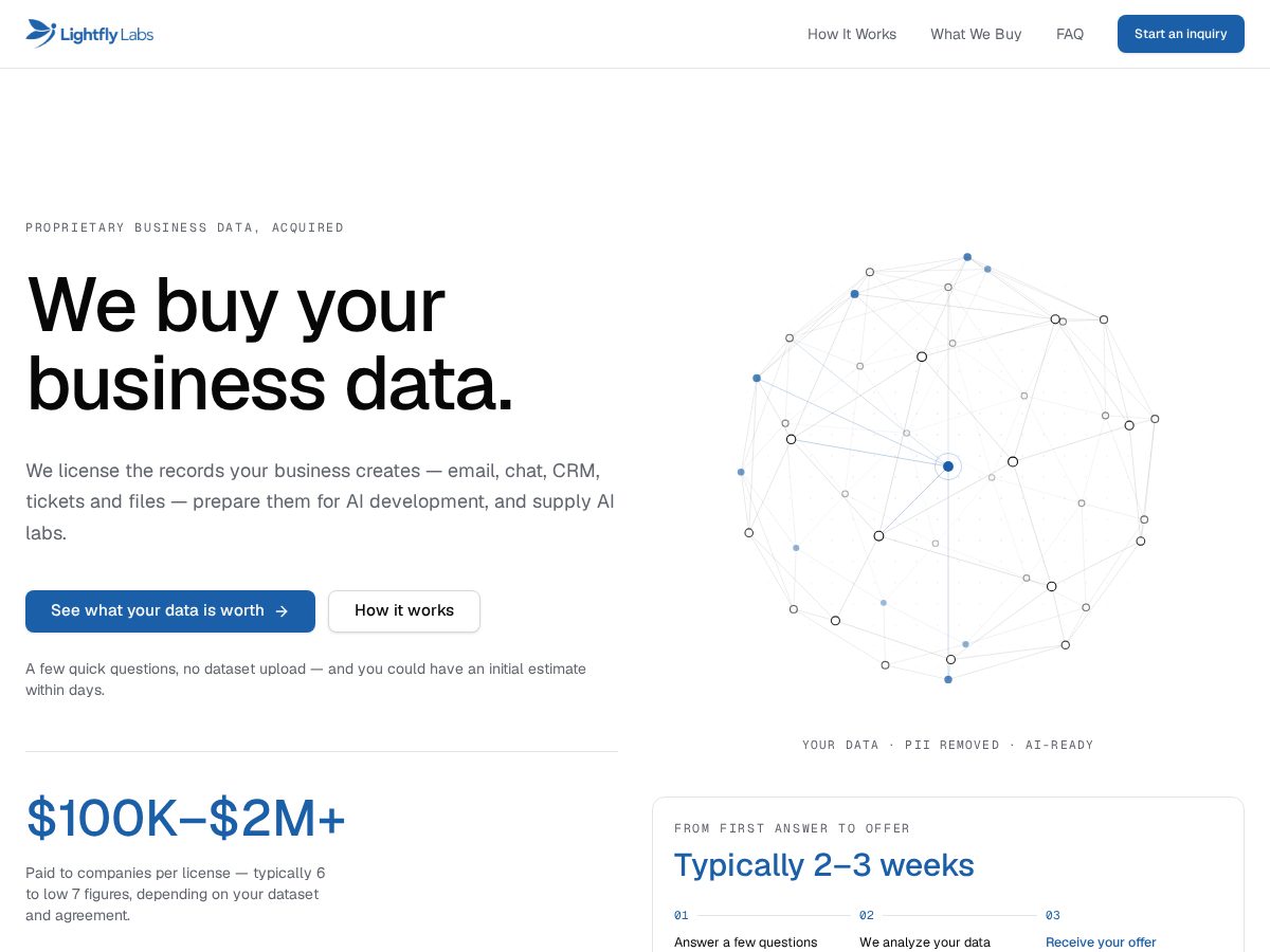 Landing-page snapshot of lightflylabs.com