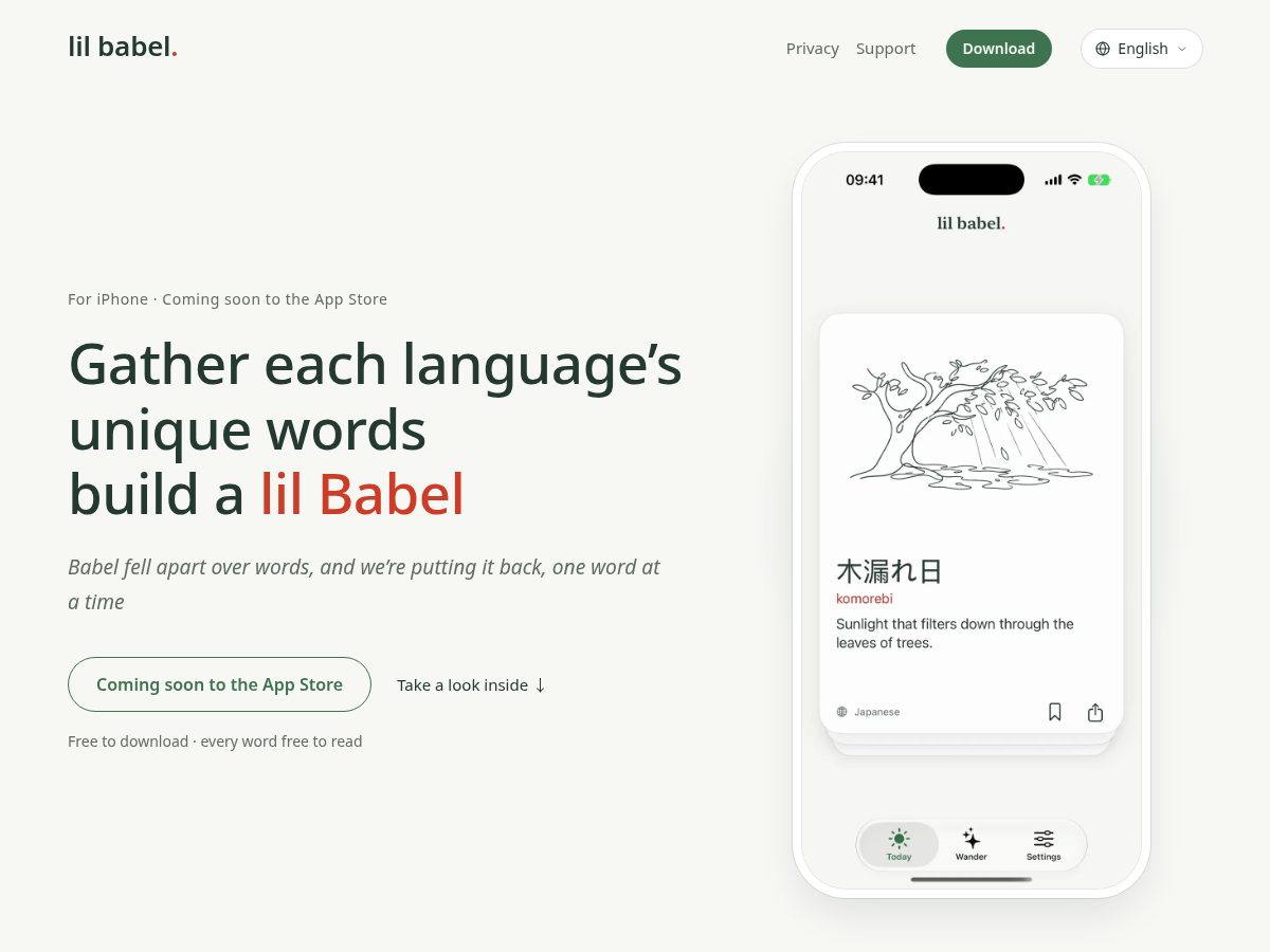 Landing-page snapshot of lilbabel.world