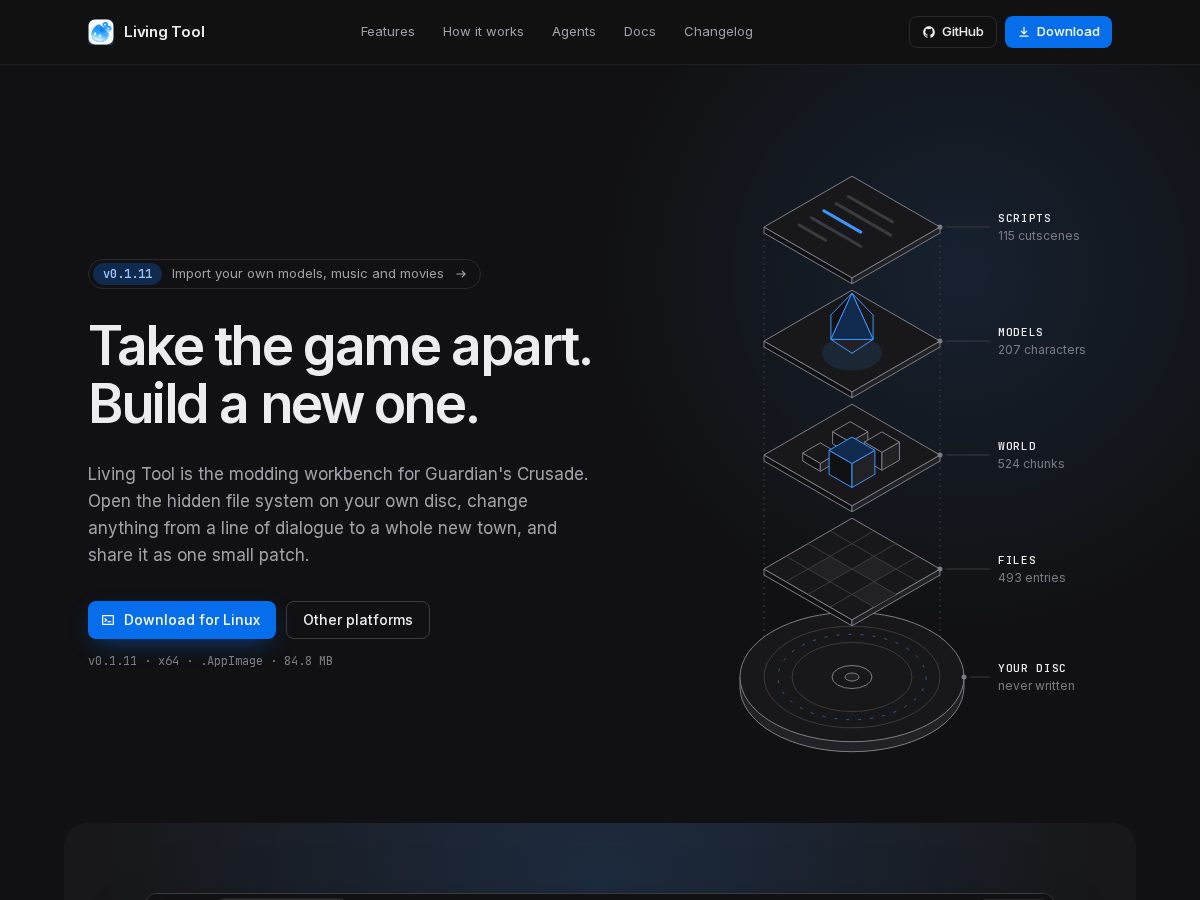 Landing-page snapshot of livingtool.app