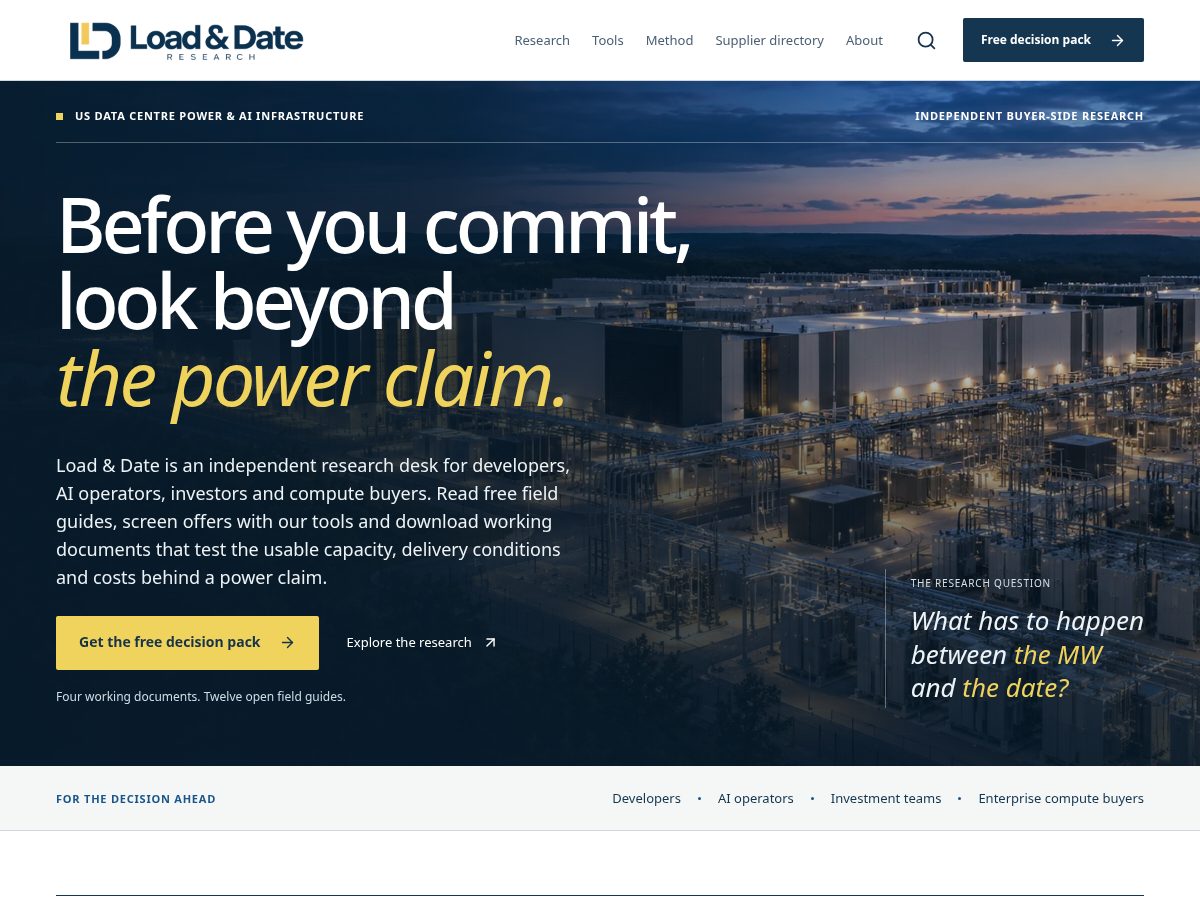 Landing-page snapshot of loaddate.com
