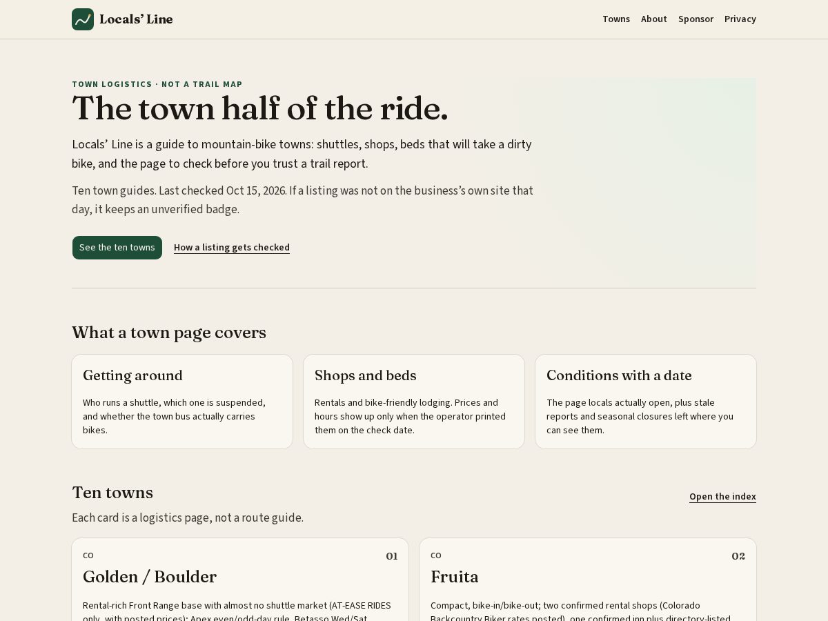 Landing-page snapshot of localsline.com