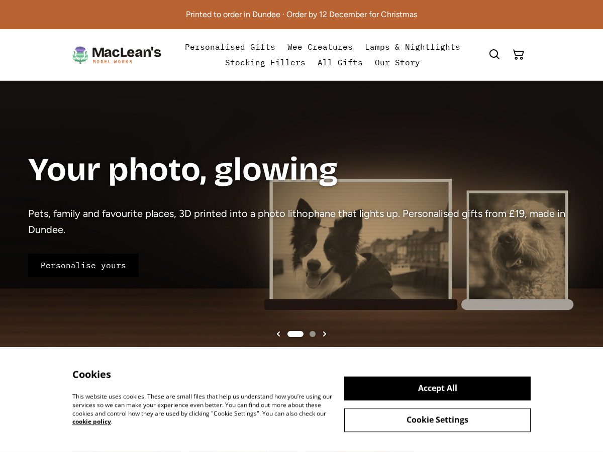 Landing-page snapshot of macleansmodelworks.com
