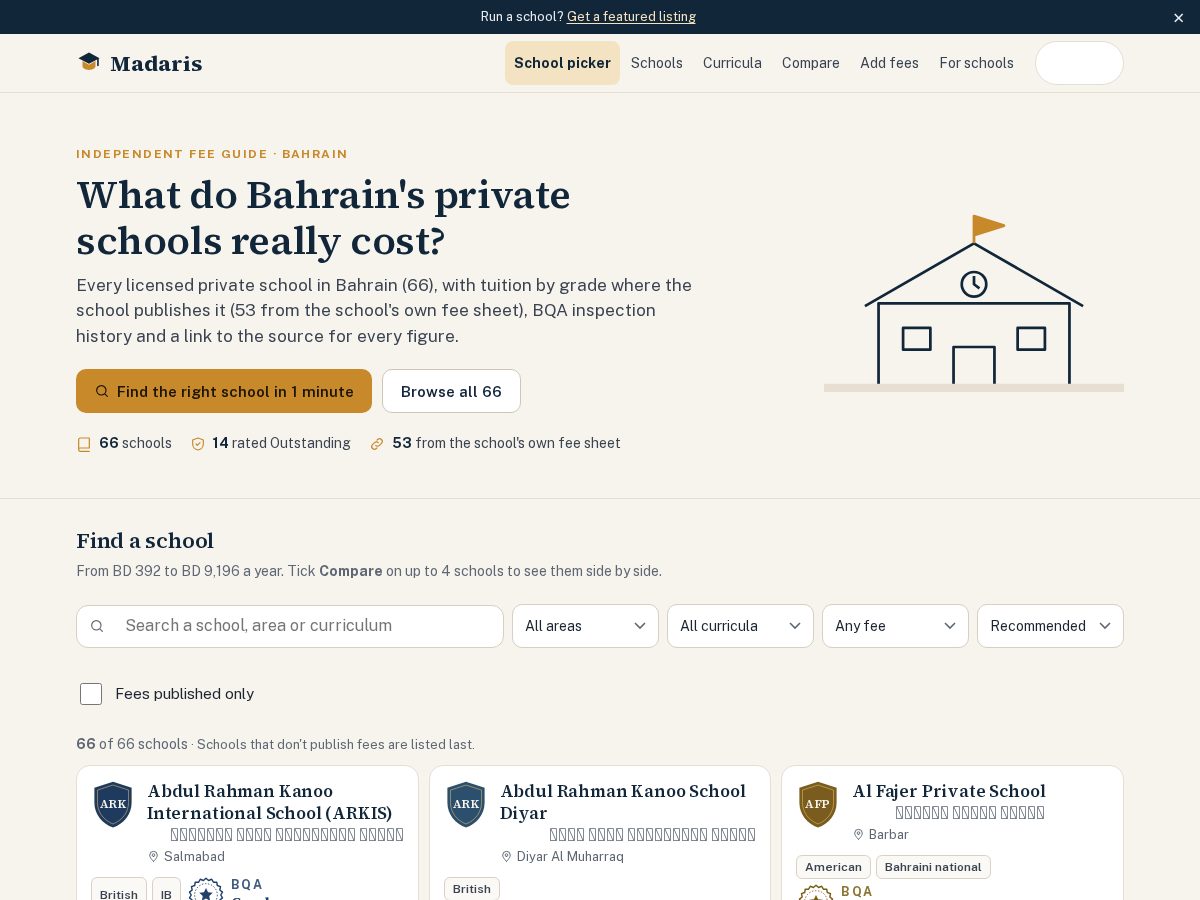 Landing-page snapshot of madarisguide.com