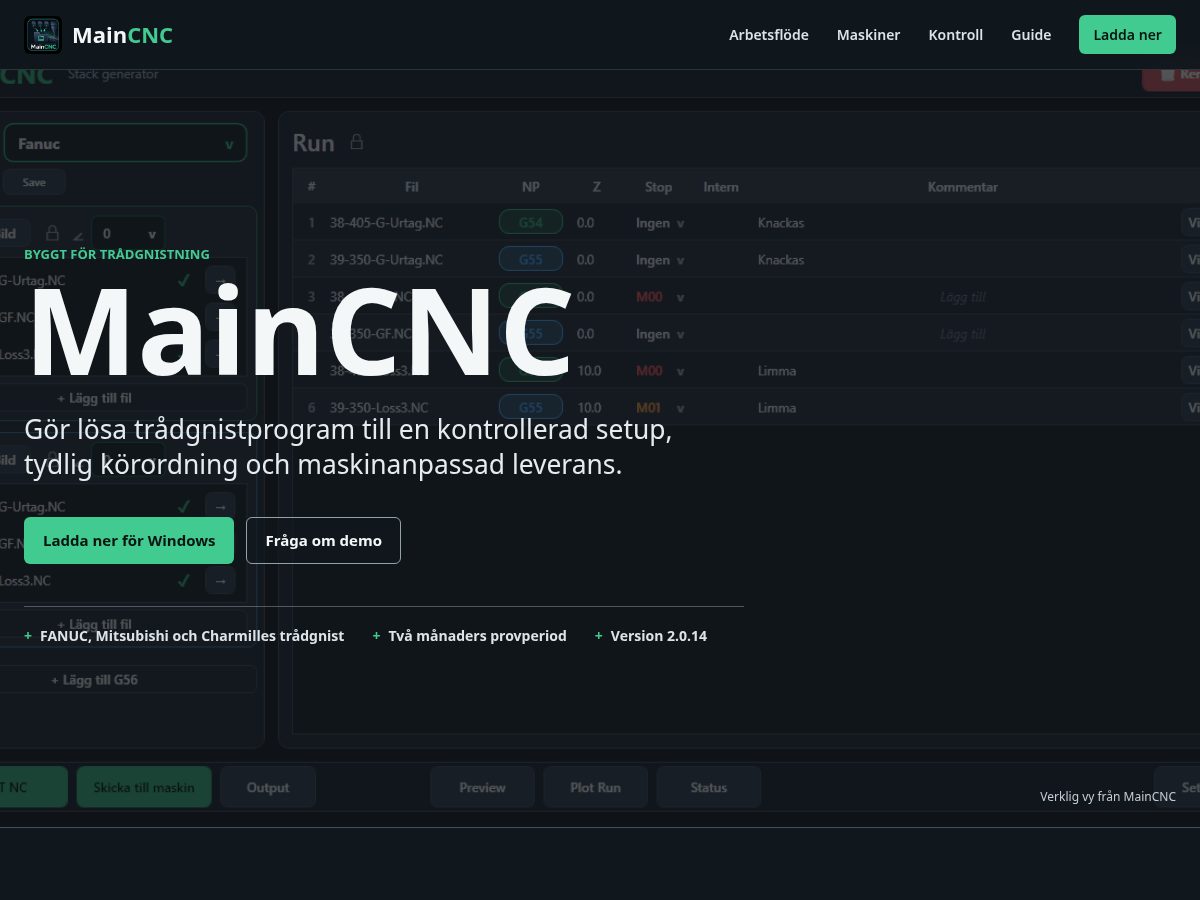 Landing-page snapshot of maincnc.net