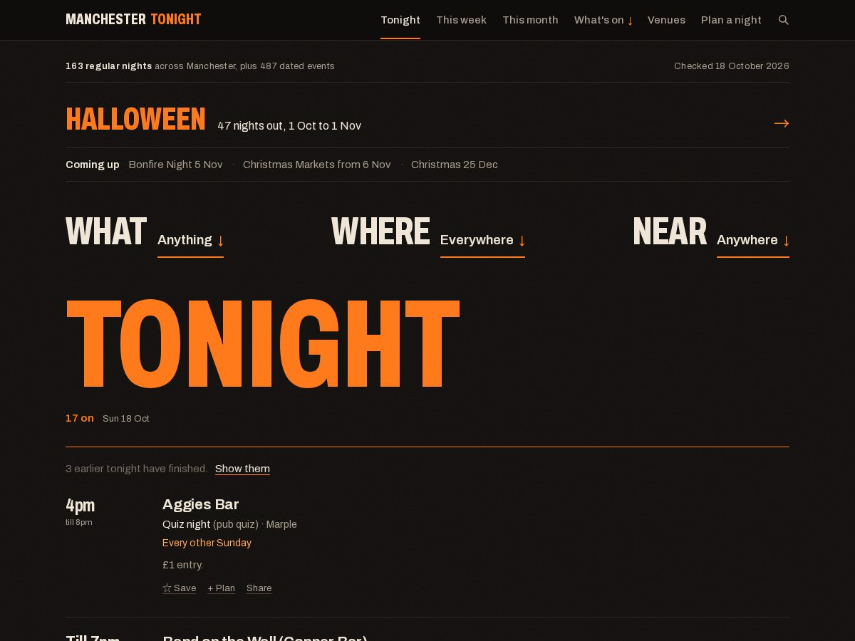 Landing-page snapshot of manchestertonight.com