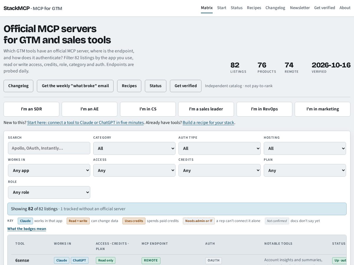 Landing-page snapshot of mcpforgtm.com