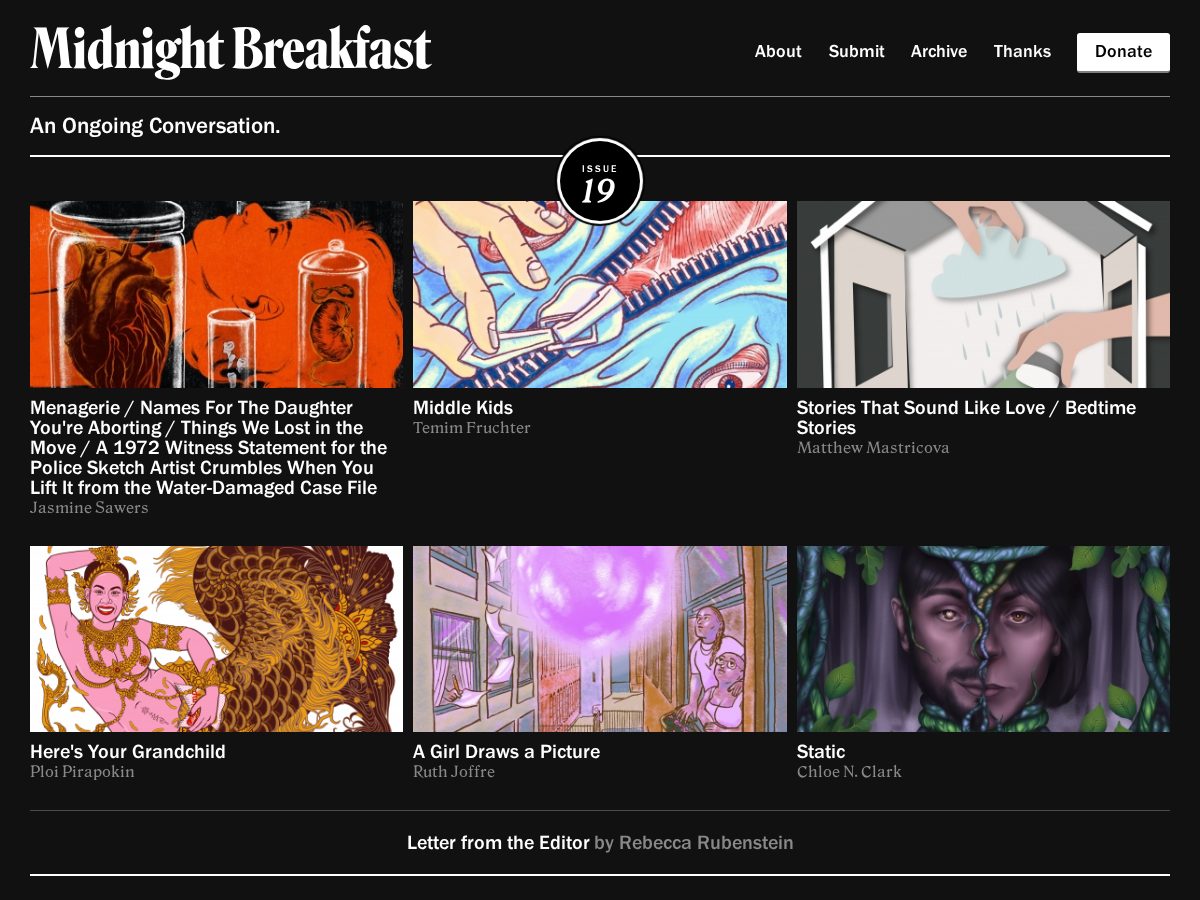 Landing-page snapshot of midnightbreakfast.net